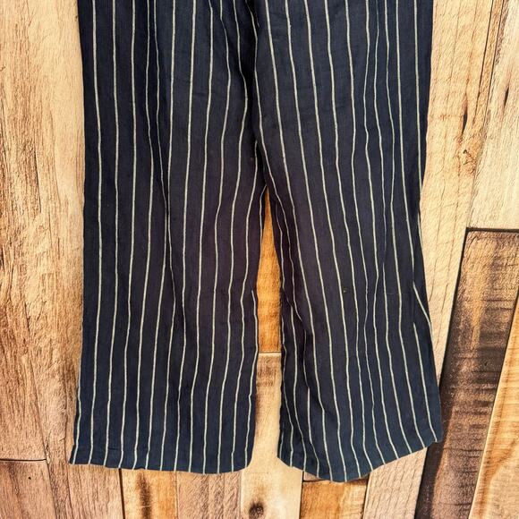 Polo Ralph Lauren Linen Wide Leg Striped Pants Navy Nautical Preppy Size 12 - Picture 6 of 10